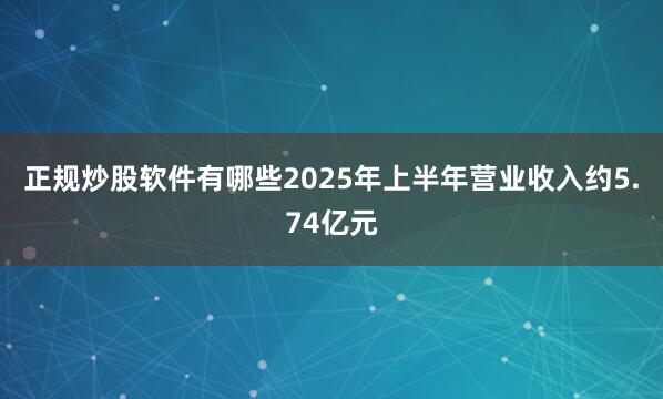 正规炒股软件有哪些2025年上半年营业收入约5.74亿元